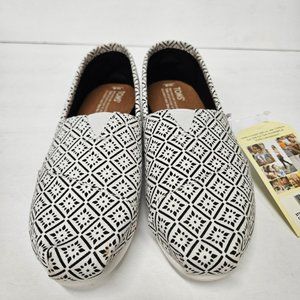 TOMS Women's Classic, White Black Canvas Vintage Tile
